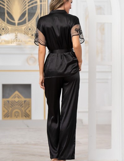 Пижама черная шелковая Mia-Amore REGINA 3906, Цвет: черный, Размеры: L, изображение 2 Пижама черная шелковая Mia-Amore REGINA 3906, Цвет: черный, Размеры: L, изображение 2