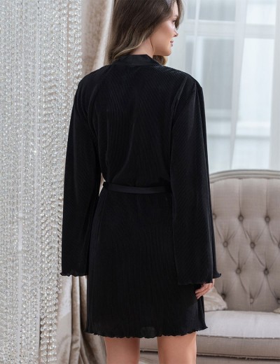 Халат короткий плиссированный Mia-Amore ROXY 7373 черный, Цвет: черный, Размеры: L/XL, изображение 2