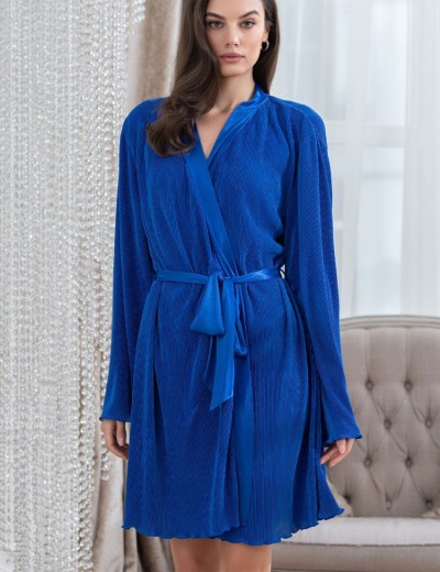 Халат короткий плиссированный Mia-Amore ROXY 7373 синий, Цвет: синий, Размеры: L/XL, изображение 3