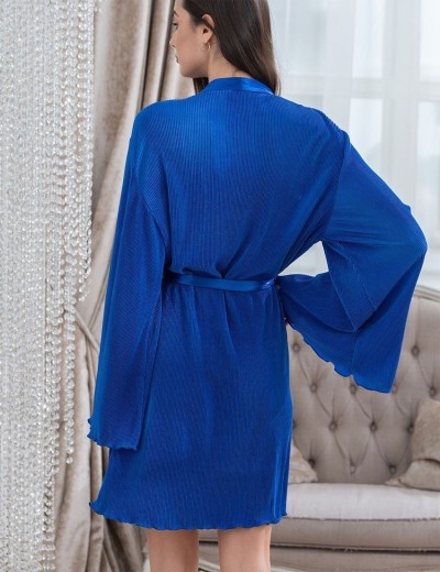 Халат короткий плиссированный Mia-Amore ROXY 7373 синий, Цвет: синий, Размеры: L/XL, изображение 2