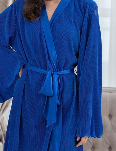 Халат короткий плиссированный Mia-Amore ROXY 7373 синий, Цвет: синий, Размеры: L/XL, изображение 4