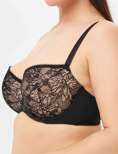 Бюстгальтер балконет тюльпан Milavitsa 124950 черный с нюдом, Цвет: черный с нюдом, Размеры: 90C, изображение 3