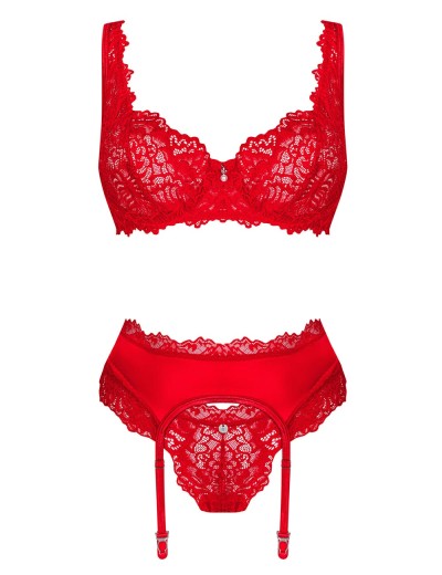 Соблазнительный комплект-тройка Obsessive AMOR CHERRIS SET, Цвет: красный, Размеры: L/XL, изображение 3