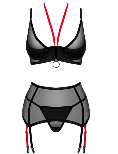 Сексуальный комплект с поясом Obsessive GLANDEZ, Цвет: черный, Размеры: XS/S, изображение 3
