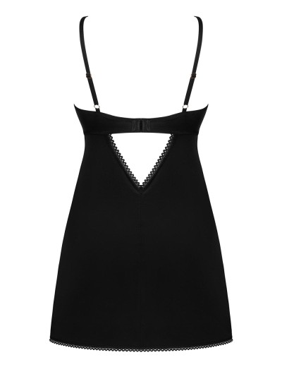 Сорочка с кружевом + стринги Obsessive ROSENTY CHEMISE, Цвет: черный, Размеры: XS/S, изображение 4