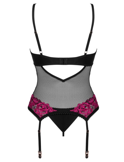 Сексуальный корсет + стринги Obsessive ROSENTY CORSET, Цвет: черный, Размеры: XS/S, изображение 4