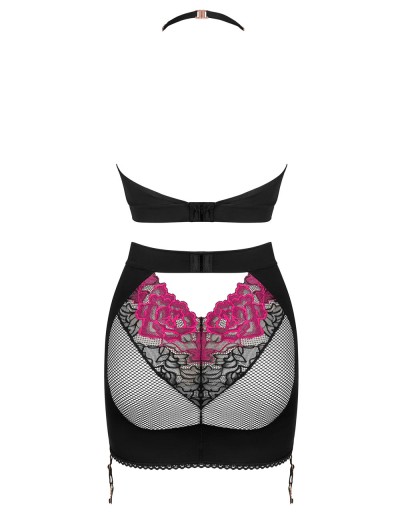 Соблазнительный комплект с юбкой Obsessive ROSENTY TOP & SKIRT, Цвет: черный, Размеры: XS/S, изображение 4
