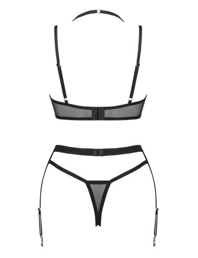 Сексуальный комплект с поясом Obsessive SELINNE SET, Цвет: черный, Размеры: XS/S, изображение 4