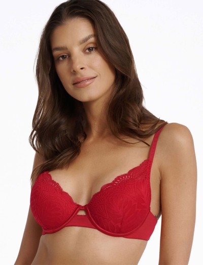 Бюстгальтер пуш-ап из атласа и кружева Esotiq ISABELLE 41021 красный, Цвет: красный, Размеры: 65F, изображение 3