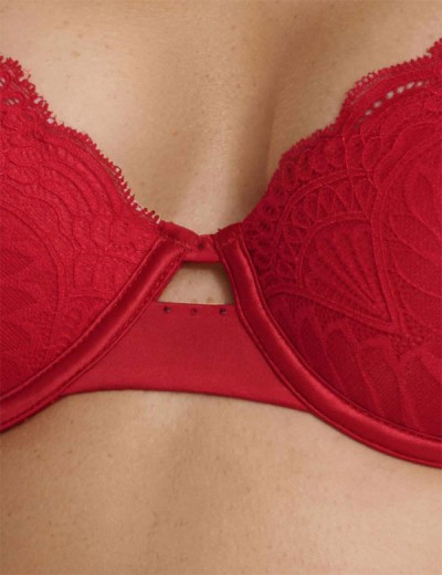Бюстгальтер пуш-ап из атласа и кружева Esotiq ISABELLE 41021 красный, Цвет: красный, Размеры: 65F, изображение 4