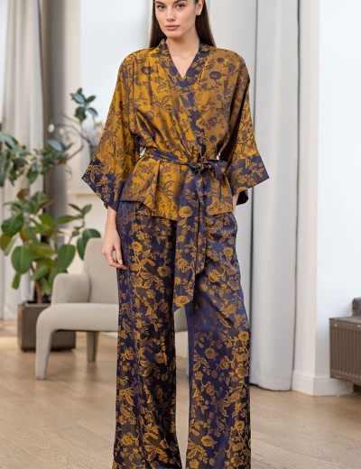 Комплект с брюками из шелка и вискозы Mia-Amore CHAMELEON 4056, Цвет: темно-синий, Размеры: S, изображение 4