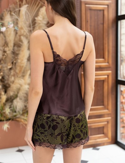 Шелковая пижама с шортами Mia-Amore ELECTRA 4012, Цвет: баклажан, Размеры: L, изображение 2