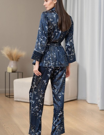 Брючный комплект из атласа Mia-Amore GALAXY 7415, Цвет: темно-синий, Размеры: 5XL, изображение 2