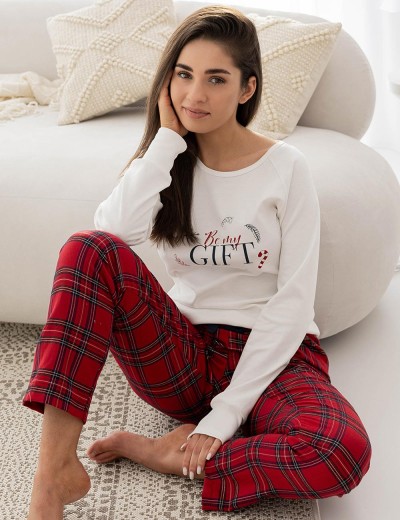 Хлопковая пижама с брюками Sensis MARIBEL, Цвет: белый, Размеры: L, изображение 2