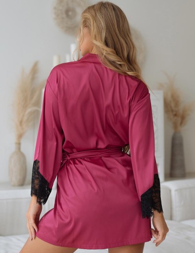 Малиновый халат с кружевом 5senses 7251, Цвет: малиновый, Размеры: M, изображение 2
