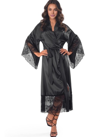 Длинный халат с кружевом Anais ALISSAN LONG ROBE, Цвет: черный, Размеры: S/M, изображение 3