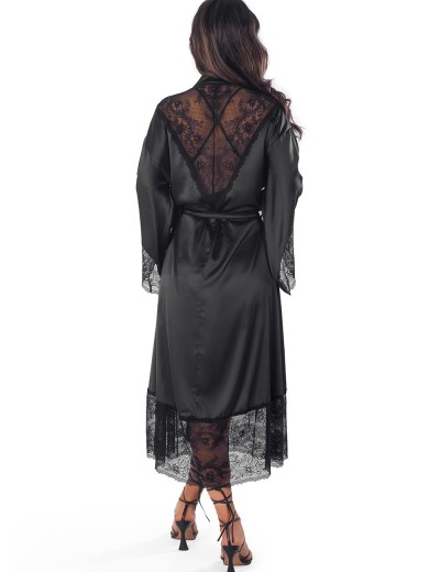 Длинный халат с кружевом Anais ALISSAN LONG ROBE, Цвет: черный, Размеры: S/M, изображение 4