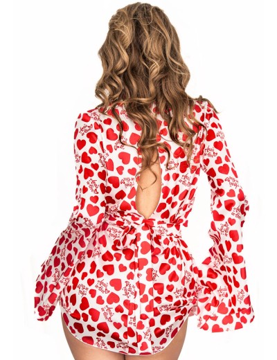 Короткий халат с широкими рукавами Anais INEZZA SHORT ROBE, Цвет: белый, Размеры: S/M, изображение 2