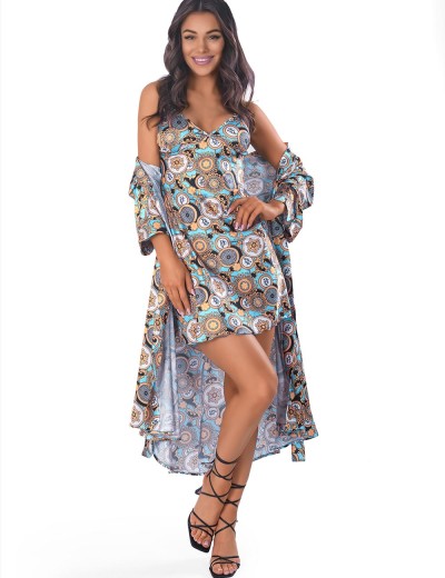 Длинный халат Anais LAZULIE LONG ROBE, Цвет: бирюзовый, Размеры: S/M, изображение 3