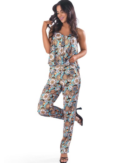 Атласный комплект топ + брюки Anais LAZULIE SET CIRCLE TOP+NARROW, Цвет: бирюзовый, Размеры: S/M, изображение 2