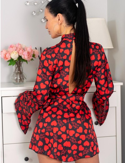 Короткий халат с широкими рукавами Anais MORGAN SHORT ROBE, Цвет: черный, Размеры: L/XL, изображение 4