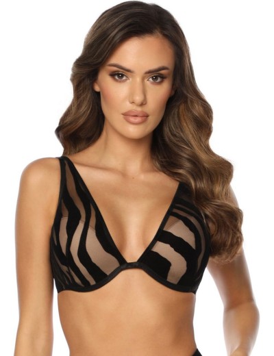 Бюстгальтер бралетт с флоковым узором Kinga UNHOLY ALICE 1086-PU, Цвет: черный, Размеры: 75A, изображение 3