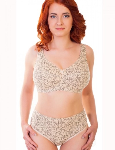 Трусики из хлопка Valmira 2929/C бежевый с черным, Цвет: бежевый с черным, Размеры: 3XL, изображение 5