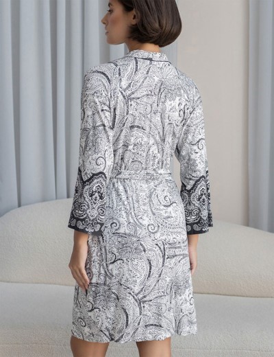 Халат трикотажный Mia-Amore LUCIA 1913, Цвет: молочный+узор, Размеры: L/XL, изображение 2