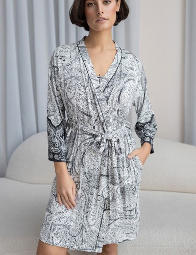 Халат трикотажный Mia-Amore LUCIA 1913, Цвет: молочный+узор, Размеры: L/XL, изображение 3