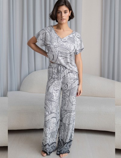 Комплект из трикотажной вискозы Mia-Amore LUCIA 1916, Цвет: молочный+узор, Размеры: 4XL, изображение 3