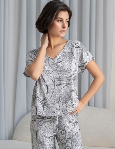 Комплект из трикотажной вискозы Mia-Amore LUCIA 1916, Цвет: молочный+узор, Размеры: 4XL, изображение 4