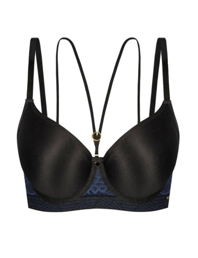 Бюстгальтер минимайзер Mefemi DEBORA U minimizer индиго, Цвет: черный+индиго, Размеры: 80D, изображение 5