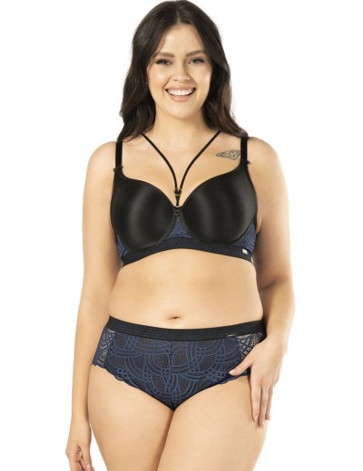 Бюстгальтер минимайзер Mefemi DEBORA U minimizer индиго, Цвет: черный+индиго, Размеры: 80D, изображение 4