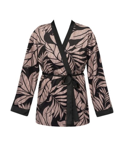 Велюровый халат-мини Mefemi DESIRE, Цвет: чёрно-бежевый, Размеры: L, изображение 5