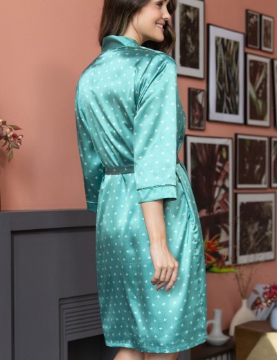 Атласный халат кимоно Mia-Mella CLEVER 8943 ментол, Цвет: ментол, Размеры: L/XL, изображение 2