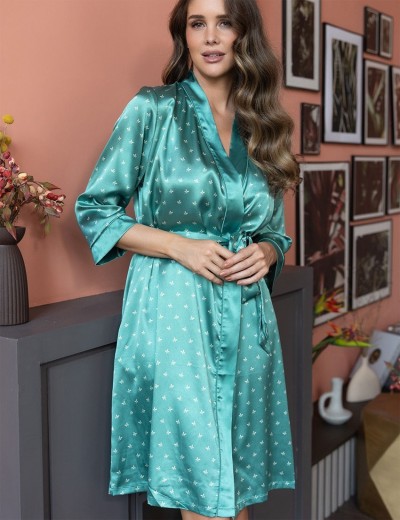 Атласный халат кимоно Mia-Mella CLEVER 8943 ментол, Цвет: ментол, Размеры: L/XL, изображение 3