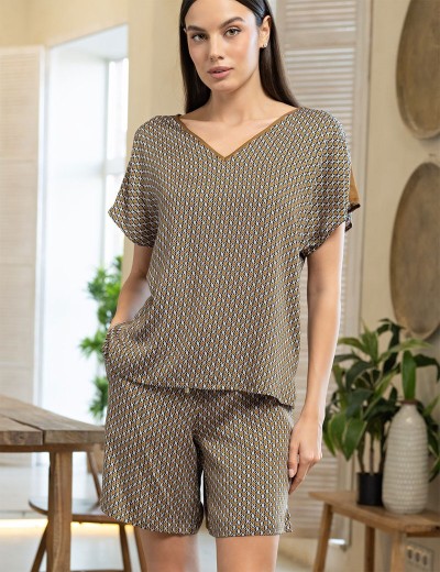 Комплект из вискозы с шёлком Mia-Amore DONNA 5132, Цвет: коричневый, Размеры: L, изображение 3