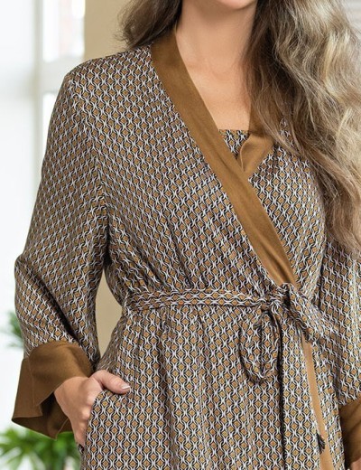 Запашной халат с узором Mia-Amore DONNA 5133, Цвет: коричневый, Размеры: 2XL/3XL, изображение 5