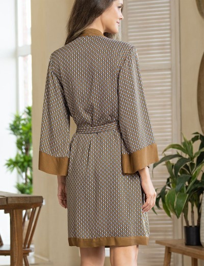 Запашной халат с узором Mia-Amore DONNA 5133, Цвет: коричневый, Размеры: 2XL/3XL, изображение 2