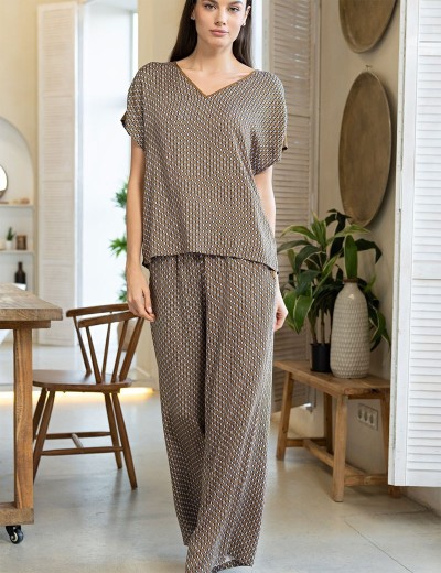 Пижама комплект топ+брюки Mia-Amore DONNA 5135, Цвет: коричневый, Размеры: 4XL, изображение 3