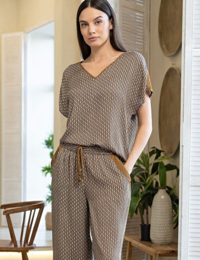 Пижама комплект топ+брюки Mia-Amore DONNA 5135, Цвет: коричневый, Размеры: 4XL, изображение 4