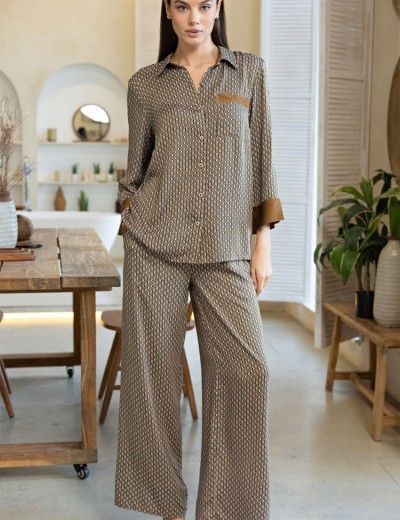 Пижама комплект жакет+брюки Mia-Amore DONNA 5136, Цвет: коричневый, Размеры: 3XL, изображение 3