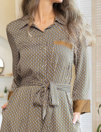 Удлиненная рубашка-халат Mia-Amore DONNA 5137, Цвет: коричневый, Размеры: 4XL, изображение 5