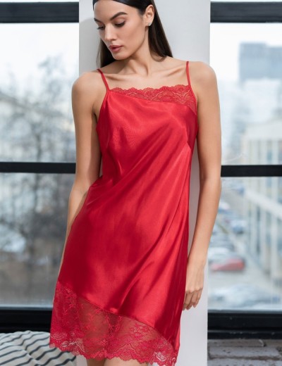 Атласная сорочка с кружевом Mia-Amore MARY 7431 красный, Цвет: красный, Размеры: S, изображение 4