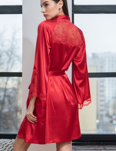 Атласный халат-кимоно Mia-Amore MARY 7433 красный, Цвет: красный, Размеры: 2XL/3XL, изображение 2