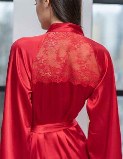 Атласный халат-кимоно Mia-Amore MARY 7433 красный, Цвет: красный, Размеры: 2XL/3XL, изображение 4