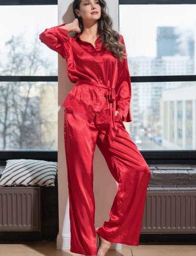 Элегантный комплект из атласа Mia-Amore MARY 7435 красный, Цвет: красный, Размеры: S, изображение 3