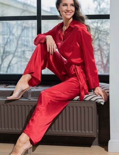 Элегантный комплект из атласа Mia-Amore MARY 7435 красный, Цвет: красный, Размеры: S, изображение 4