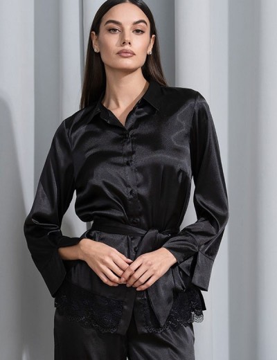 Элегантный комплект из атласа Mia-Amore MARY 7435 черный, Цвет: черный, Размеры: 3XL, изображение 5