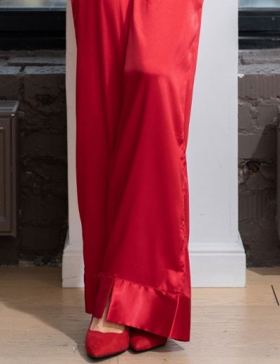 Атласная пижама с широкими брюками Mia-Amore MARY 7436 красный, Цвет: красный, Размеры: L, изображение 6